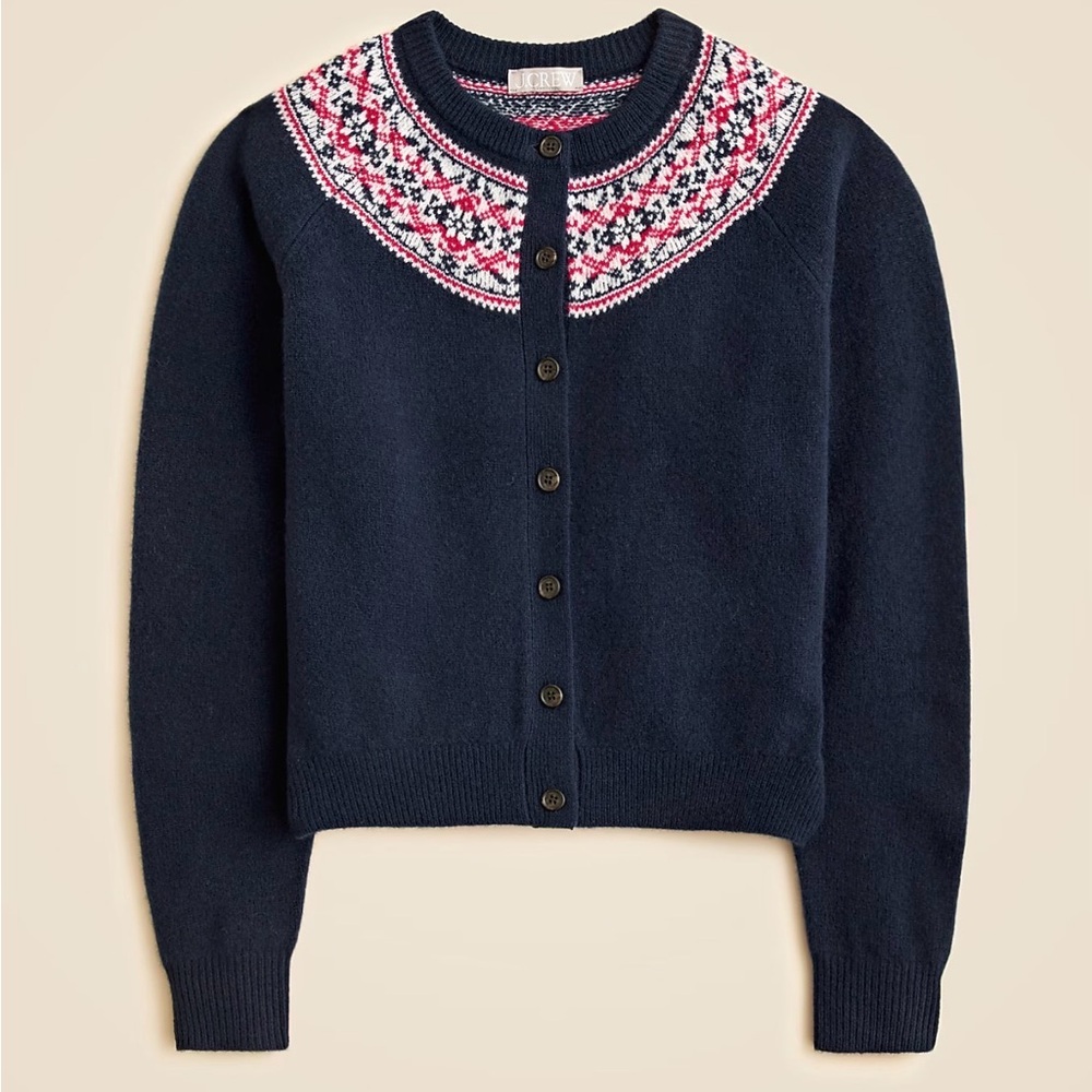 J. Crew Classic Fair Isle Cardigan in vintage wool